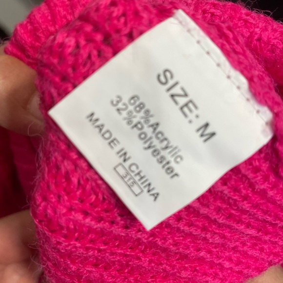 Women's rose pink Turtleneck Sweaters Long Sleeve Belted Knitted Pullover medium - Picture 6 of 7